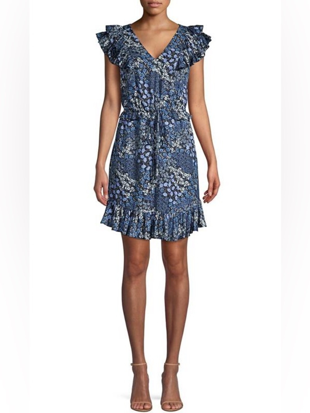 Rebecca Taylor Ava Floral Silk Mini Dress Size 4 Blue